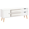 Meuble TV Svelen 120 cm blanc et bois sur fond blanc