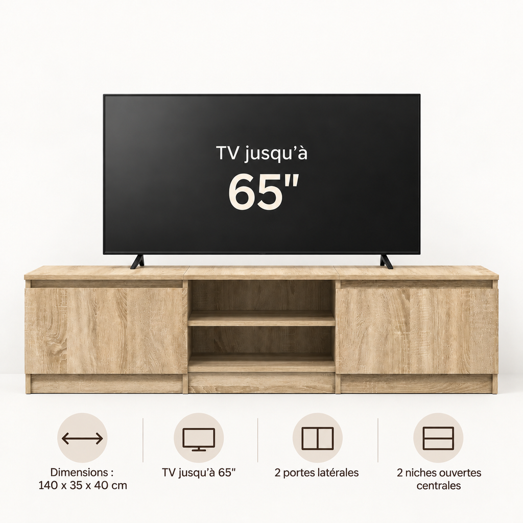 Caractéristiques du meuble TV Viken 140 cm