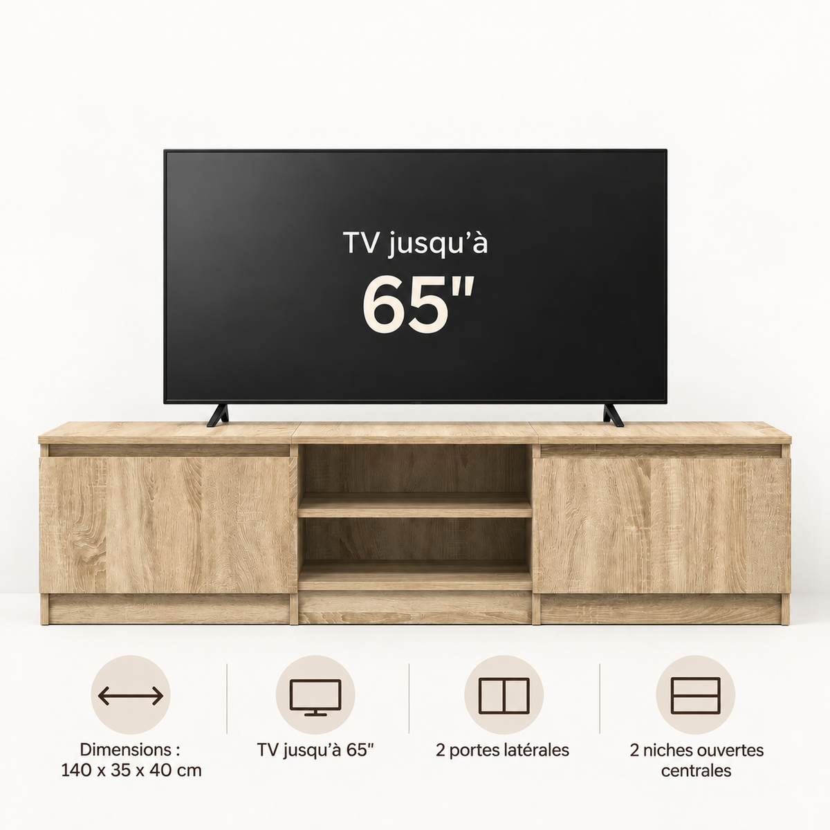 Caractéristiques du meuble TV Viken 140 cm