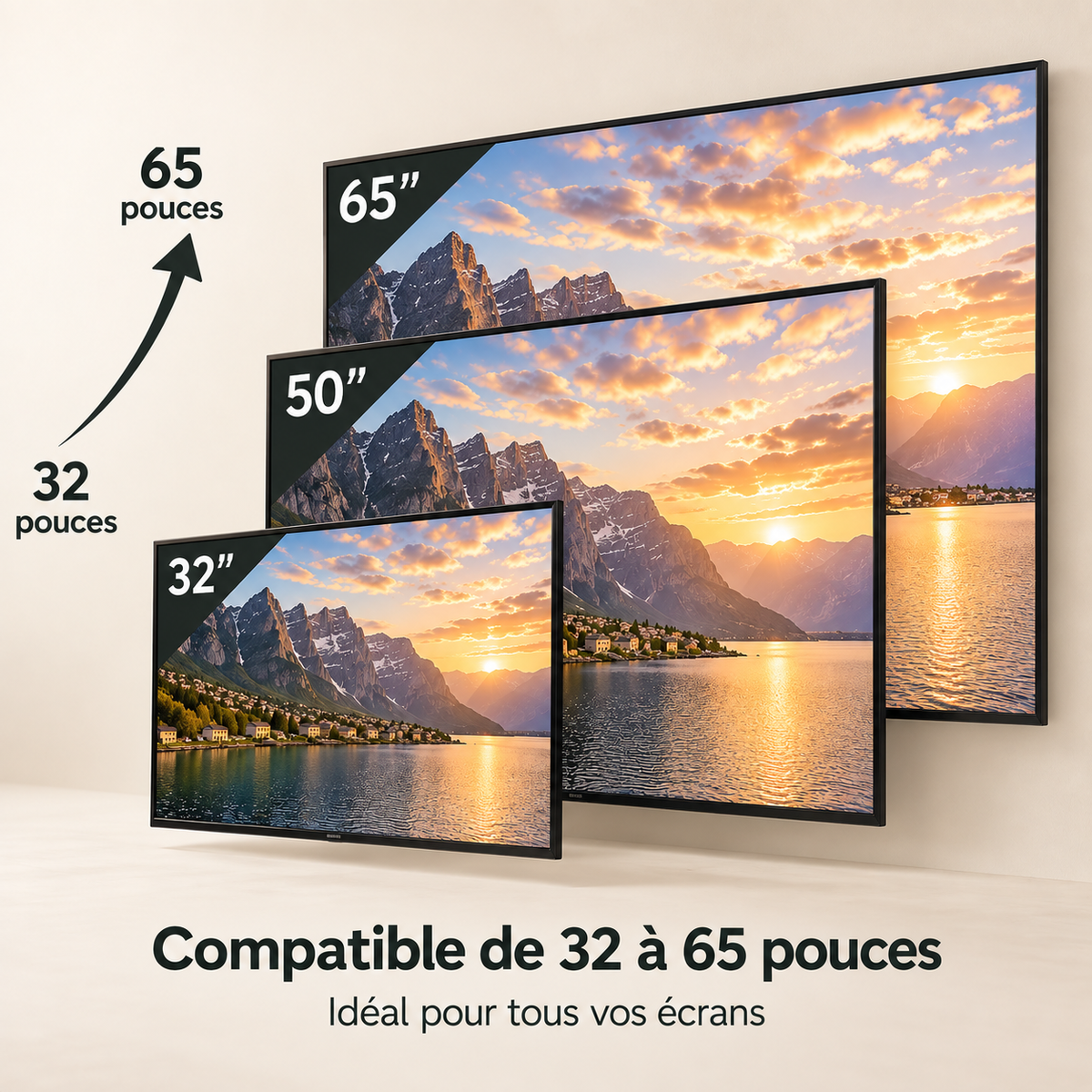 Support TV mural Norevik pour écran jusqu à 65 pouces 