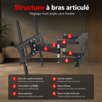 Support TV articulé Arven vue latérale