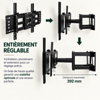 Support TV mural Arven avec bras articulé extensible