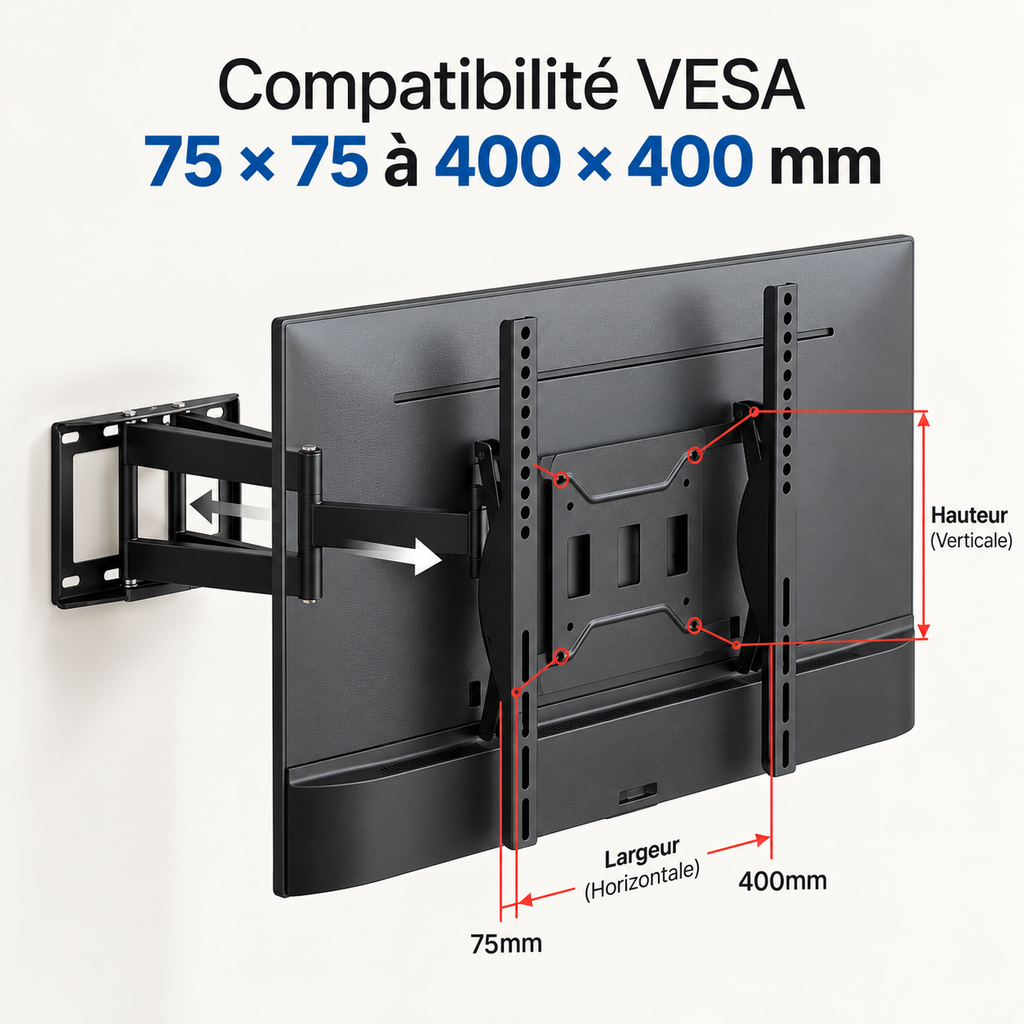 Support TV Arven compatible VESA 75x75 à 400x400 mm