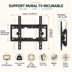 Dimensions et compatibilité VESA du support TV mural Keldor 32 à 65 pouces