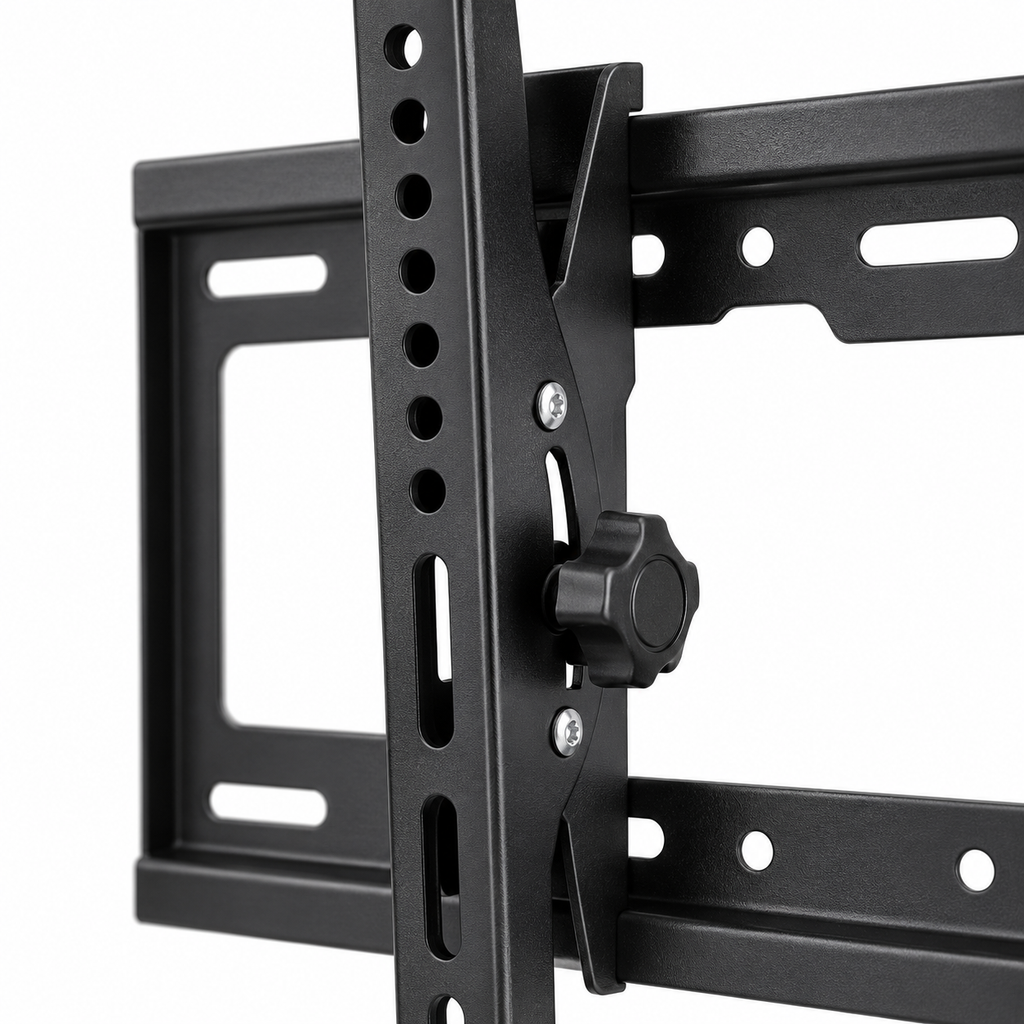 Vue arrière du support TV mural Keldor avec plaque murale et rails verticaux