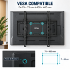 Compatibilité VESA 75x75 à 400x400 mm du support TV mural Keldor