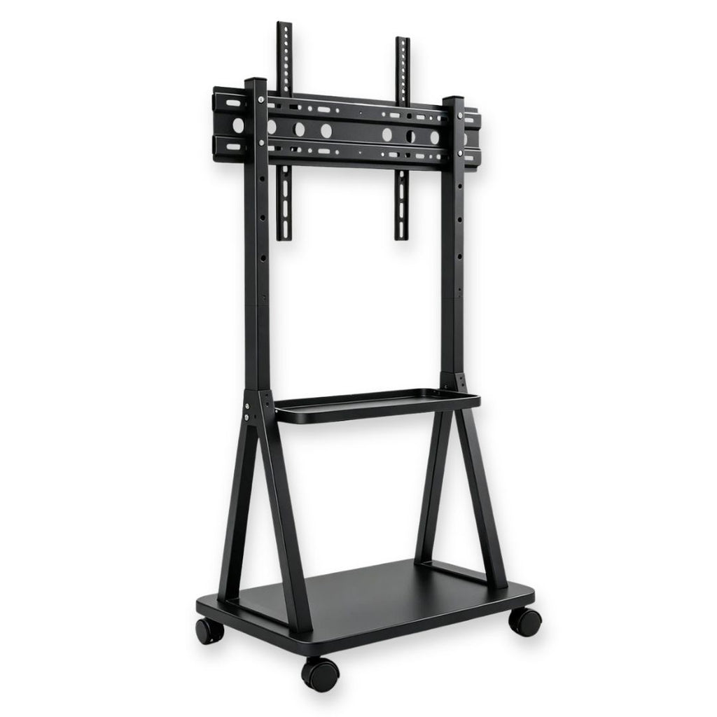 Support TV mobile Orvik noir 32 à 75 pouces sur fond blanc