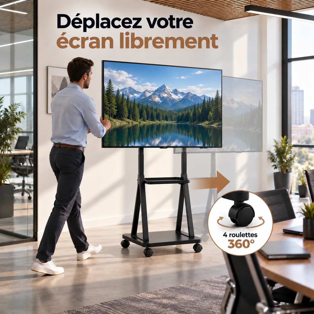 Support TV mobile Orvik dans un bureau