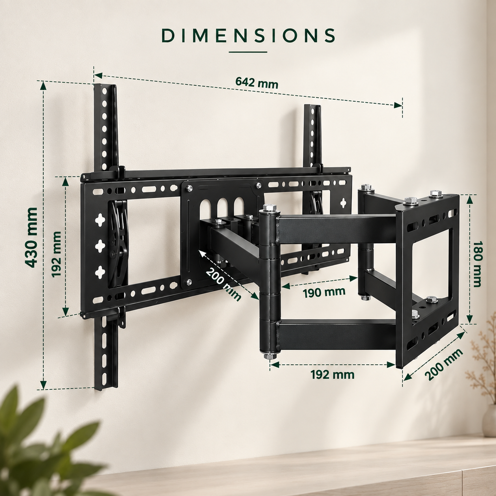 Dimensions du support TV mural articulé Arven