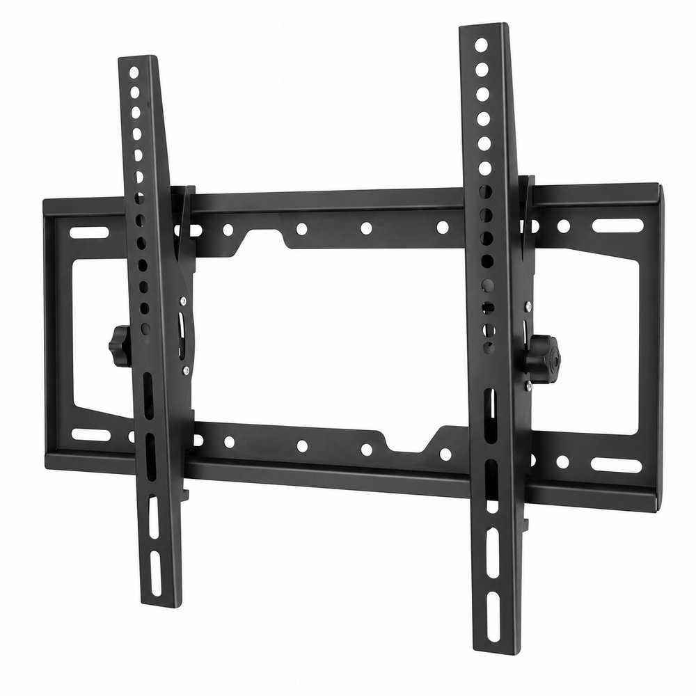 Support TV mural inclinable Keldor pour téléviseurs 32 à 65 pouces sur fond blanc