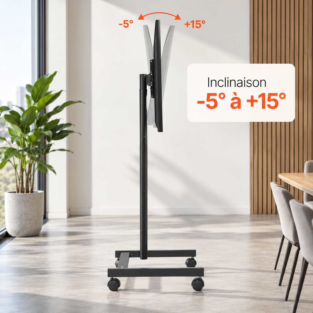 Support TV mobile Noren avec inclinaison réglable de -5 à +15 degrés