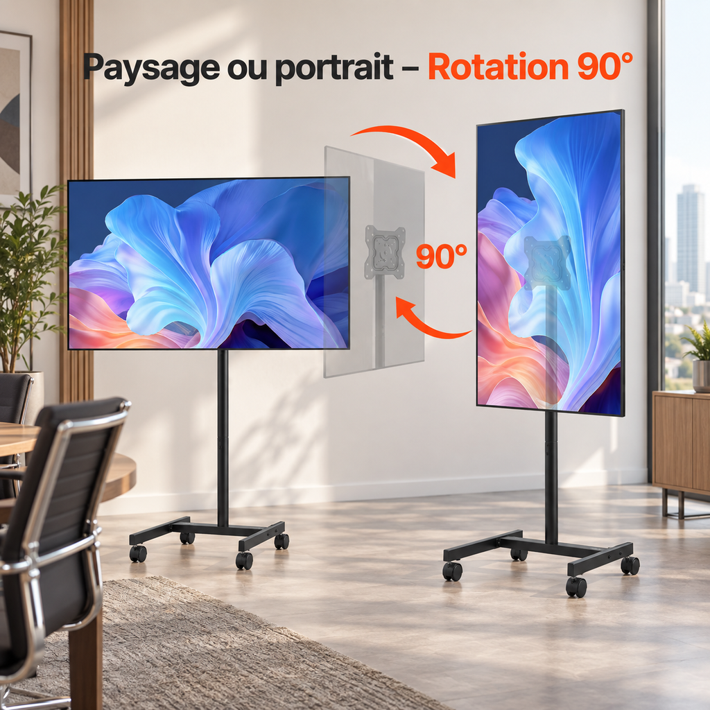 Support TV Noren avec rotation 90 degrés paysage et portrait