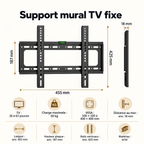 Dimensions et compatibilité VESA du support TV mural fixe Norevik