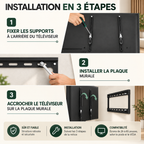 Détail installation du support TV mural Norevik