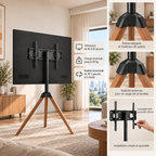 Vue arrière du support TV sur pied Soren avec fixation du téléviseur