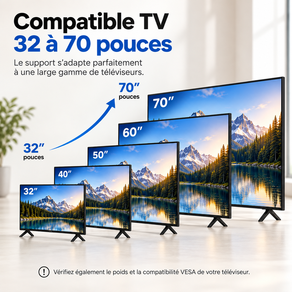 Support TV Toren compatible avec les téléviseurs de 32 à 70 pouces