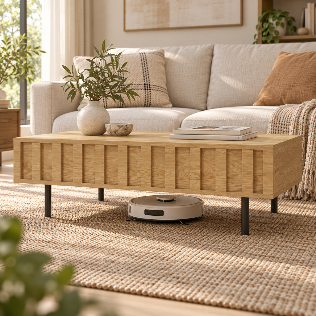 Aspirateur robot de taille compatible sous la table basse Eikdal