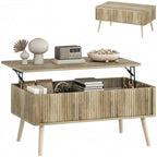 Table basse Lykke ouverte avec deux rangements cachés, vue studio
