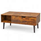 Table basse relevable Elden 100 cm effet bois brun sur fond blanc fermé