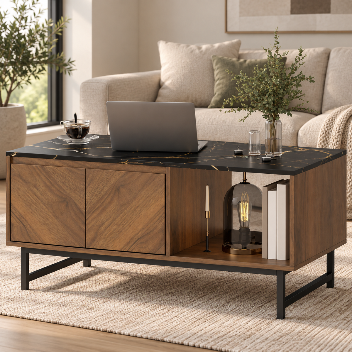 Table basse Svala dans une ambiance de salon chaleureuse et élégante