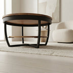 Table basse Torven avec étagère inférieure ronde en acacia massif