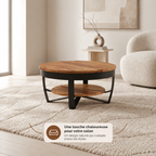 Table basse Torven avec étagère inférieure ronde en acacia massif