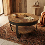 Table basse Torven vue en trois quarts avec structure en acier noir