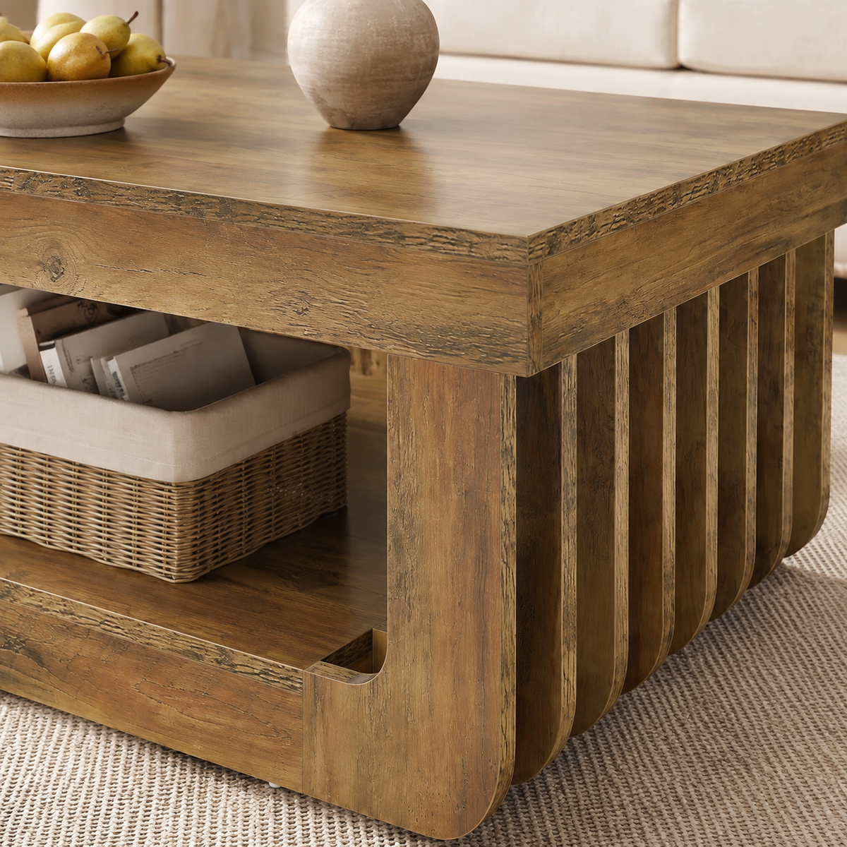 Table basse Varden style rustique vue rapprochée