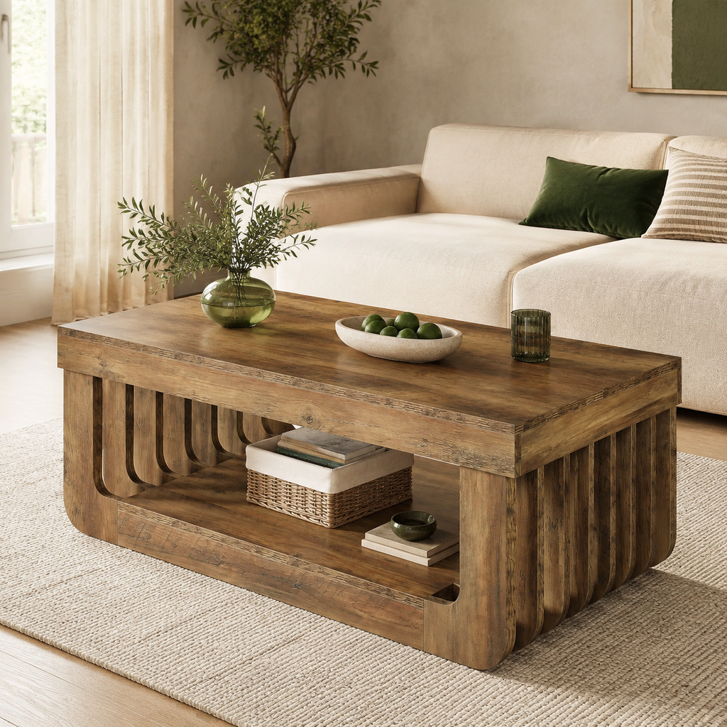 Table basse Varden 120 cm avec rangement 2 niveaux