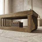 Table basse Varden 120 cm avec rangement 2 niveaux vu bas de table