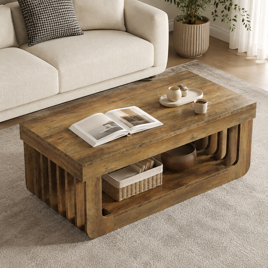 Table basse rustique Varden vue de face