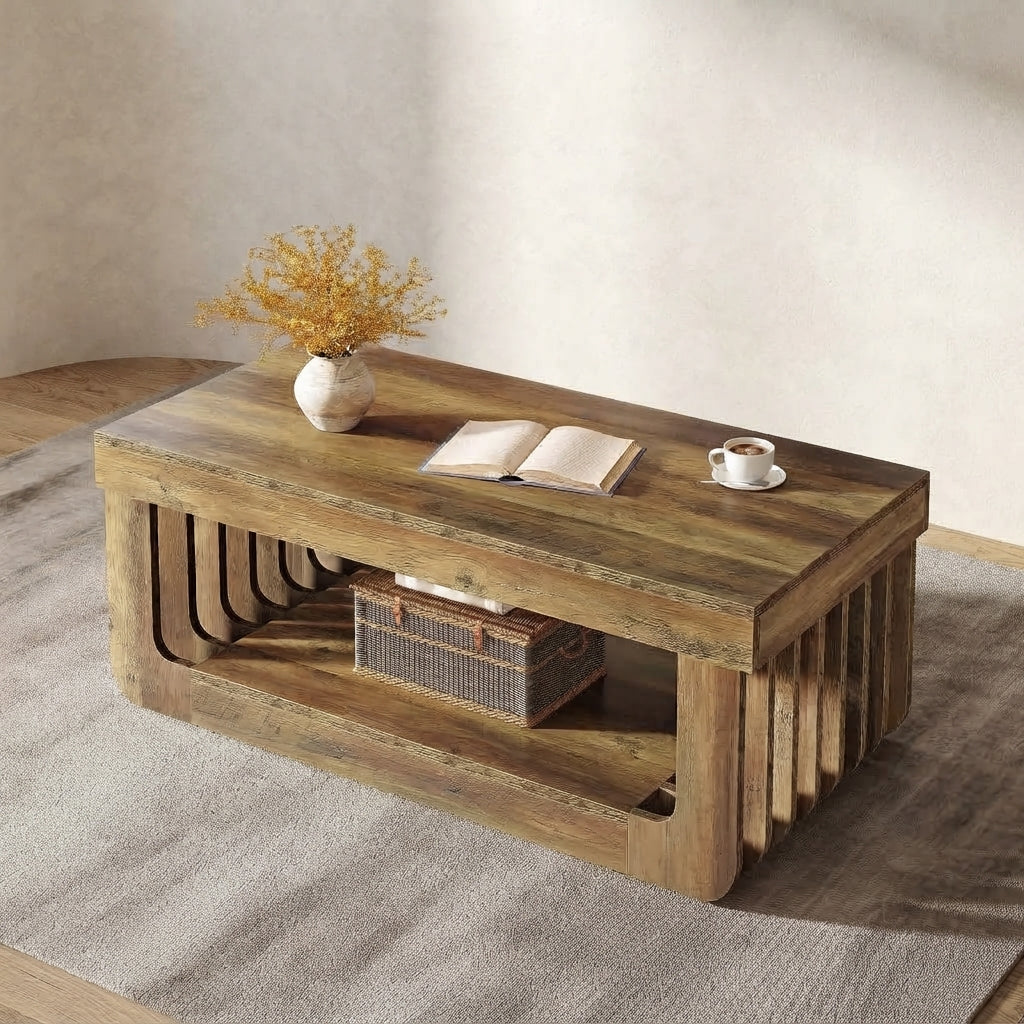 Table basse rustique Varden vue de face DROITE