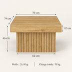 Infographie des dimensions et de la charge maximale de la table basse Viken
