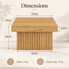 Infographie des dimensions et de la charge maximale de la table basse Viken