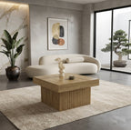 Table basse Viken dans un salon  mettant en valeur sa finition bois naturel